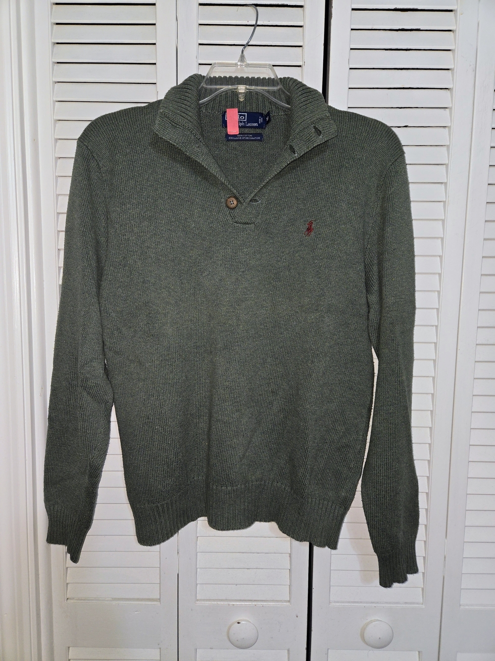 Polo Ralph Lauren Men's M  Cotton Knit Collared Sweater - Green
